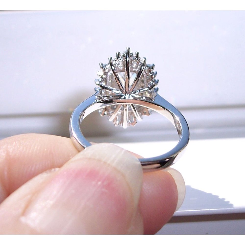 Antique Style Ring Radiant Cut CZ With Tapered Baguettes 925 Sterling Silver - Picture 9 of 16